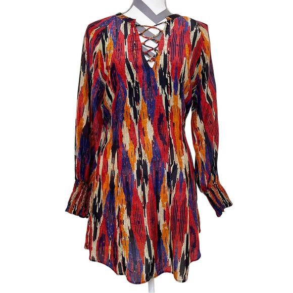 Maria Cher Nora Nia Short Dress in Warm Ikat Size XS - Picture 13 of 15